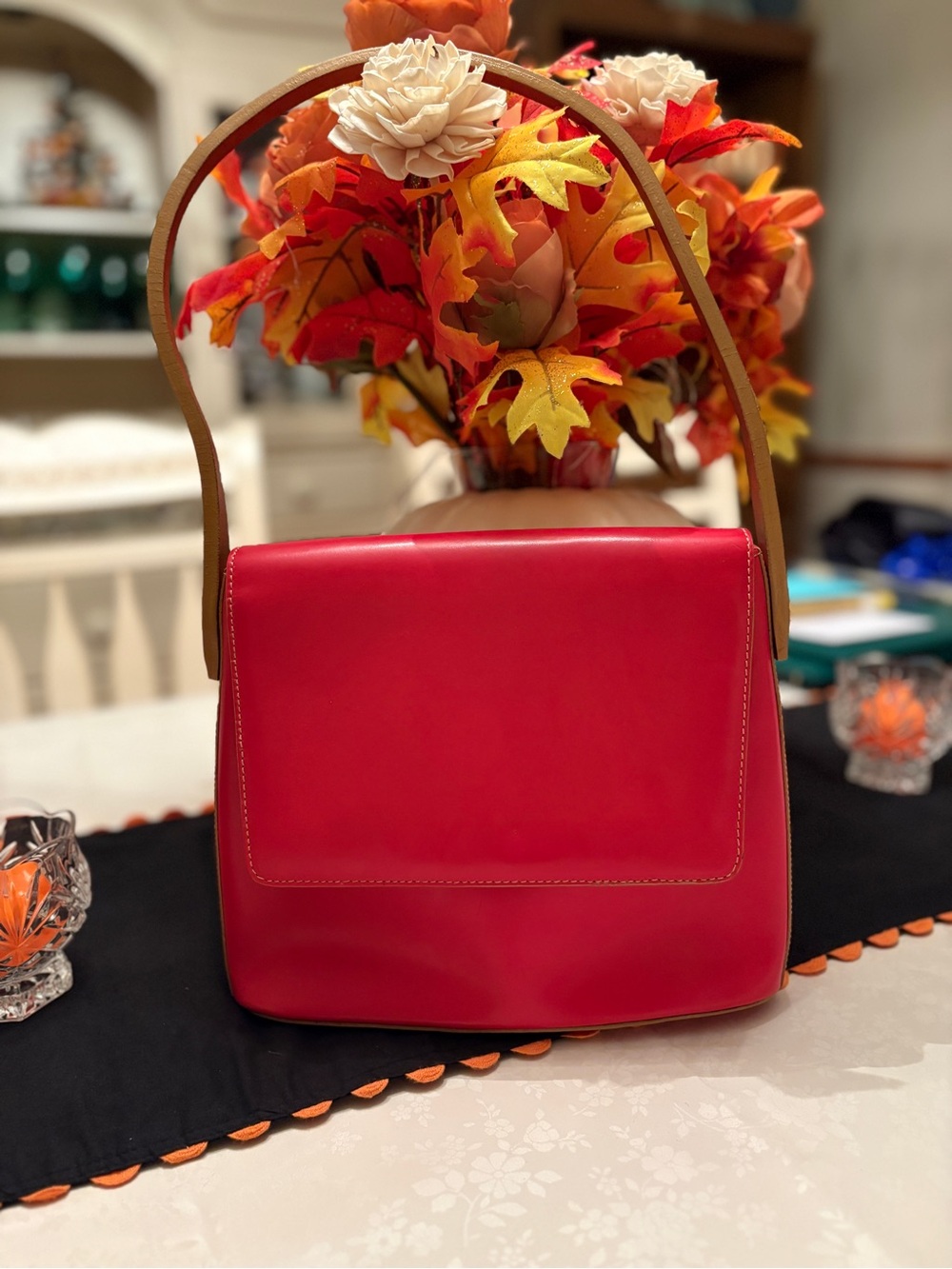 Ipisani Red Leather Shoulder Bag